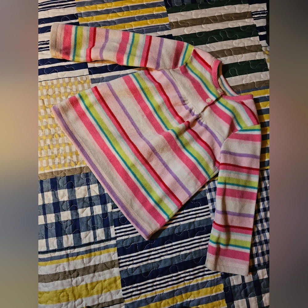Jumping Beans Vibrant Striped Fleece Long Sleeve Tee